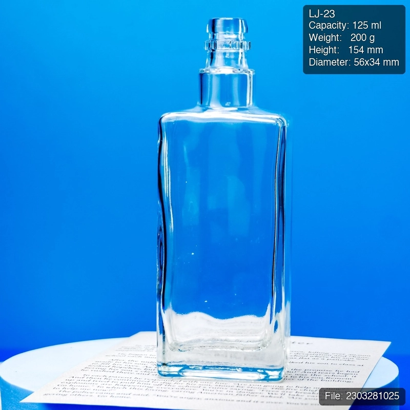 125ml Rectangular Super Flint Spirit Bottle with Heavy Base