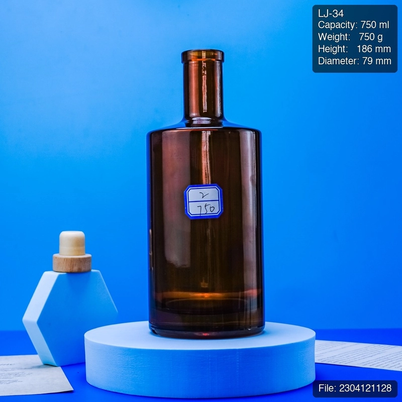 750ml Round Super Flint Spirit Bottle with Thick Base