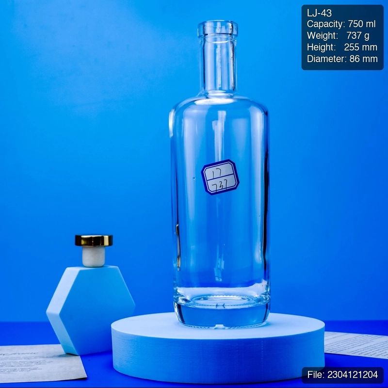 750ml Tall Super Flint Spirit Bottle with Heavy Base